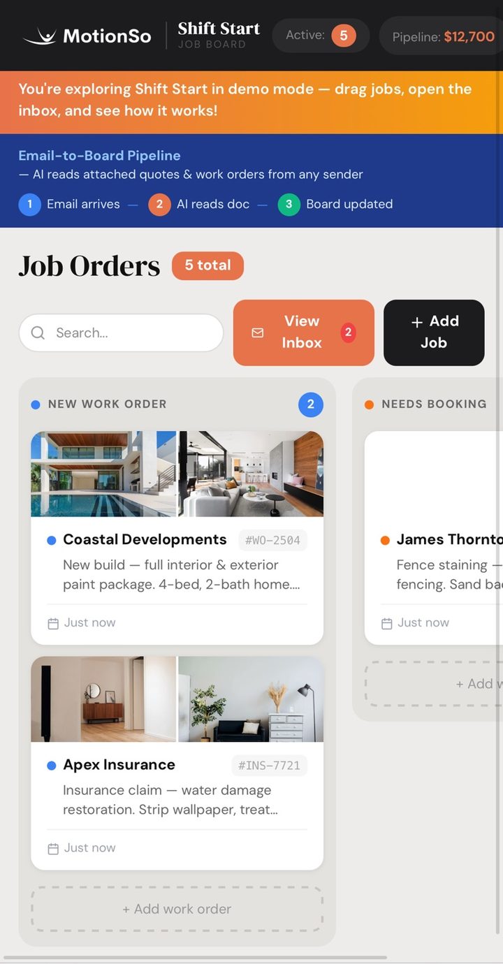 Full job board view